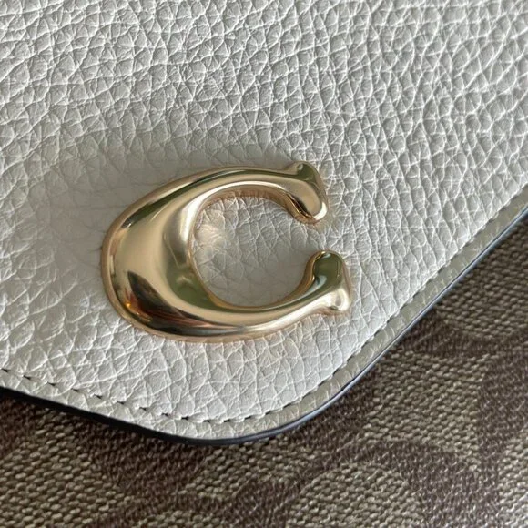 NWT! NEW! Coach Signature Tammi 2-way Clutch Chain Crossbody Brown Cream Women - Picture 3 of 11